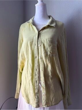 Lucky Brand Light Green Cotton Gauze Button-Up Shirt